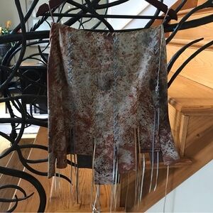 Stylish Multicolor Women's Fringe Leather Skirt Size 2